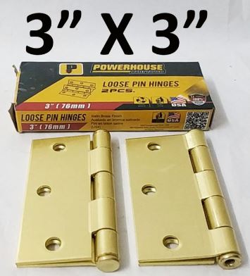 POWERHOUSE 4-BALL BEARING HINGES BRASS 3X3