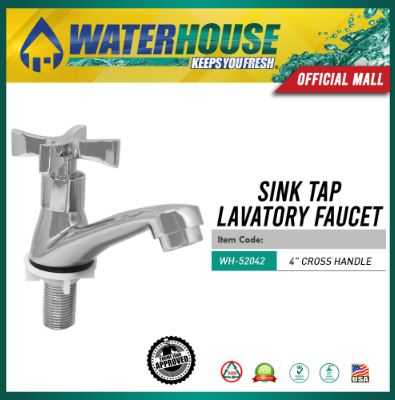 POWERHOUSE WATERHOUSE WALL MOUNTED SINK TAP CROSS HANDLE CHROME 16"