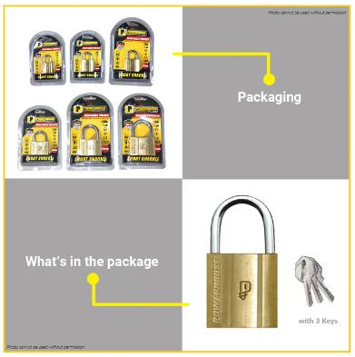 POWERHOUSE SOLID BRASS PADLOCK SHORT SHACKLE SERIES