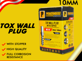 POWERHOUSE TOX WALL PLUG WITH/ STOPPER 10MM
