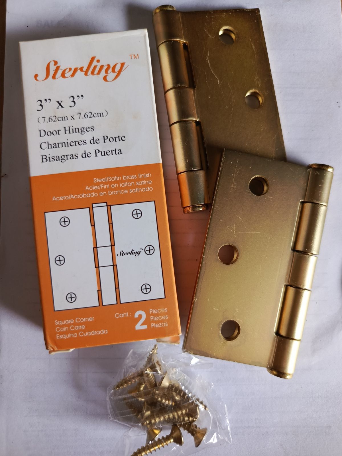 STERLING LOOSE PIN HINGES 3"X3"