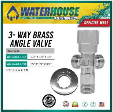 WATERHOUSE 3-WAY BRASS ANGLE VALVE IN CHROME PLATED BODY