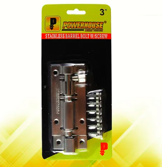 POWERHOUSE STAINLESS BARREL BOLT WITH SCREW ''3