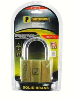 POWERHOUSE SOLID BRASS PADLOCK SHORT SHACKLE 60MM