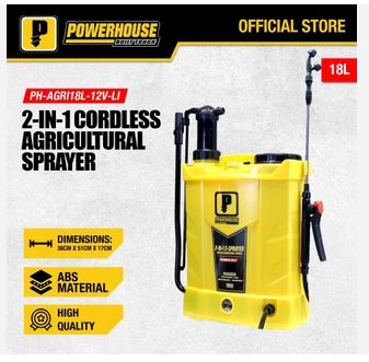 POWERHOUSE 2IN1 E SPRAYER CORDLESS LITHIUM-ION BATTERY AGRICULTURAL SPRAYER 18LTRS