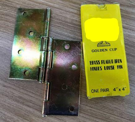 GOLDEN CUP BRASS PLATED IRON HINGES LOOSE PIN 3X1/2 X 3X1/2