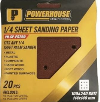 POWERHOUSE SANDING PAPER FOR PALM SANDER 114X140MM