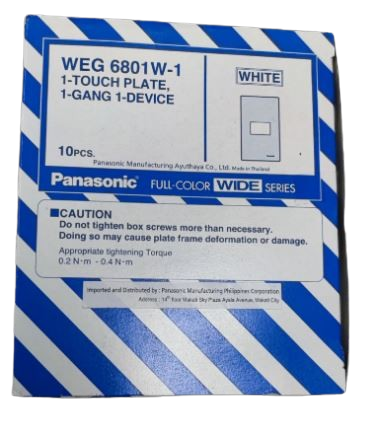 PANASONIC 1 TOUCH PLATE 1 GANG 1 DEVICE WEG 6801W-1