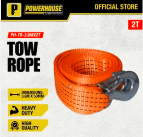 POWERHOUSE PH-TR-3.6MX2T TOW ROPE 50MMX3.6MX2T