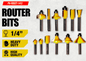POWERHOUSE ROUTER BITS 1/4 (PH-RBSET-1/4-6)