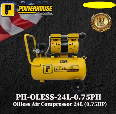 POWERHOUSE PH-OLESS-24L-0.75HP AIR COMPRESSOR OIL & NOISE LESS 24L 0.75HP