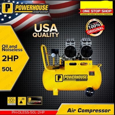 POWERHOUSE PH-OLESS-50L-2HP AIR COMPRESSOR OIL & NOISE LESS 50L 2HP