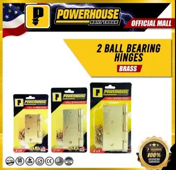 POWERHOUSE 2-BALL BEARING HINGES BRASS 3.5X 3.5 (PAIR)