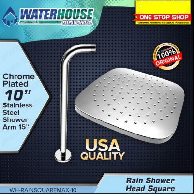 POWERHOUSE BRASS FAUCET RAIN SHOWER HEAD SQUARE 10"