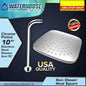 POWERHOUSE BRASS FAUCET RAIN SHOWER HEAD SQUARE 10"