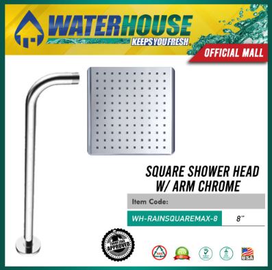 POWERHOUSE BRASS FAUCET RAIN SHOWER HEAD SQUARE 8"
