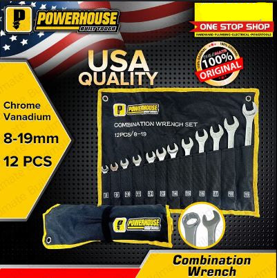 POWERHOUSE COMBINATION WRENCH SET 8-19 (12PCS)