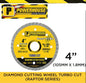 POWERHOUSE DIAMOND CUTTING WHEEL TURBO CUT 105MM/4"