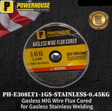 POWERHOUSE PH-E308LT1-1GS-STAINLESS-0.45KG GASLESS WIRE FLUX CORED FOR STAINLESS 0.9MM/0.45