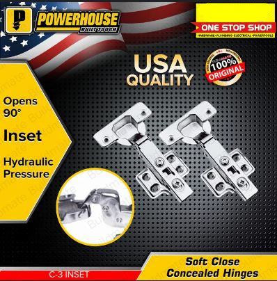 POWERHOUSE HINGES CONCEALED HYDRAULIC C-3 INSET