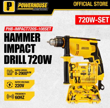 POWERHOUSE PHB-IMPACT720S-108SET IMPACT DRILL TOOL SET (108 SET)