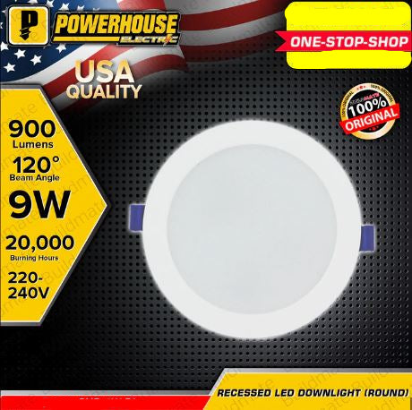 POWERHOUSE RECESSED DOWN LIGHT (ROUND) 9W (LHRP-RND-9W-WW)