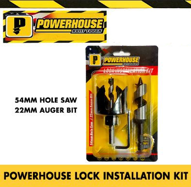 POWERHOUSE LOCK INSTALLATION KIT 54MM HOLE SAW/22MM AUGER BIT