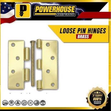 POWERHOUSE LOOSE PIN HINGES BRASS BLISTER PACK (PAIR) 3-1/2X3-1/2