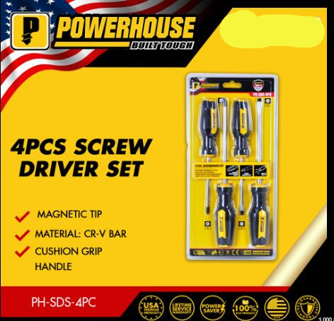 POWERHOUSE PH-SDS-4PC SCREWDRIVER SET 4PCS