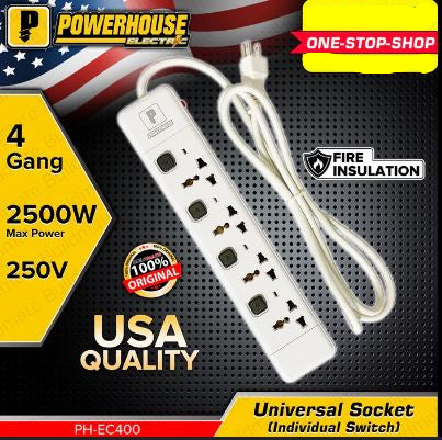 POWERHOUSE PHEC-400 ELECTRIC EXTENSION 4 GANG 2 METERS 2500W