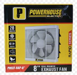 POWERHOUSE ELECTRIC EXHAUST FAN WALL MOUNTED RAPID SERIES 8" (PHEEF-RAP-8)
