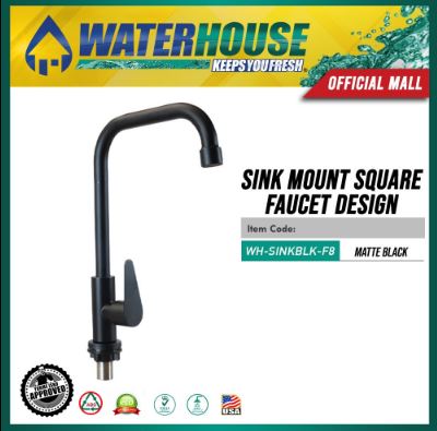 POWERHOUSE WH-SINKBLKF8 STAINLESS SINK SQUARE FAUCET DESIGN F8 MATTE BLACK