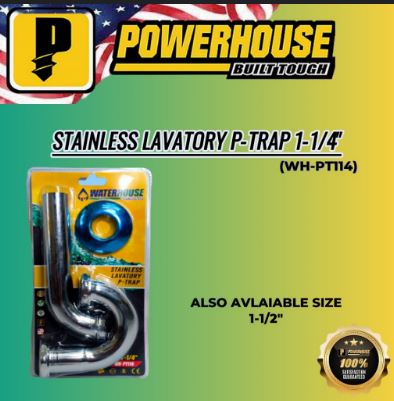 POWERHOUSE STAINLESS LAVATORY P-TRAP 1 1/4" (WH-PT114)