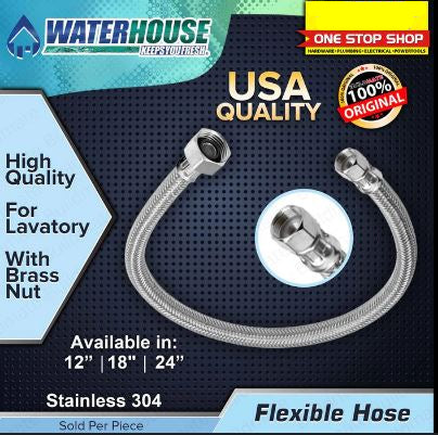 POWERHOUSE WH-FH1238-12 WATERHOUSE FLEXIBLE HOSE W/ BRASS NUT 12"