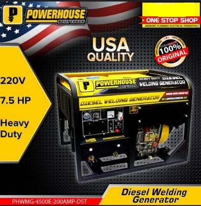 POWERHOUSE PHWMG-4500E-200AMP-DST WELDING DIESEL GENERATOR W/ BATTERY 200A/3KW