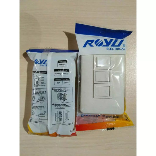 ROYU CLASSIC 1 WAY SWITCH SET-3GANG (WH503)