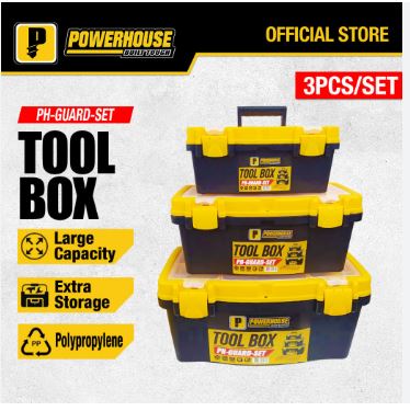 POWERHOUSE TOOLS GUARD SERIES PLASTIC TOOL BOX YELLOW AND BLACK