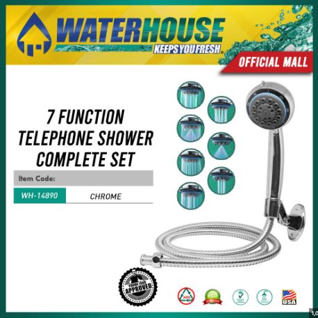 WATERHOUSE 7 FUNCTION TELEPHONE SHOWER COMPLETE SET CHROME