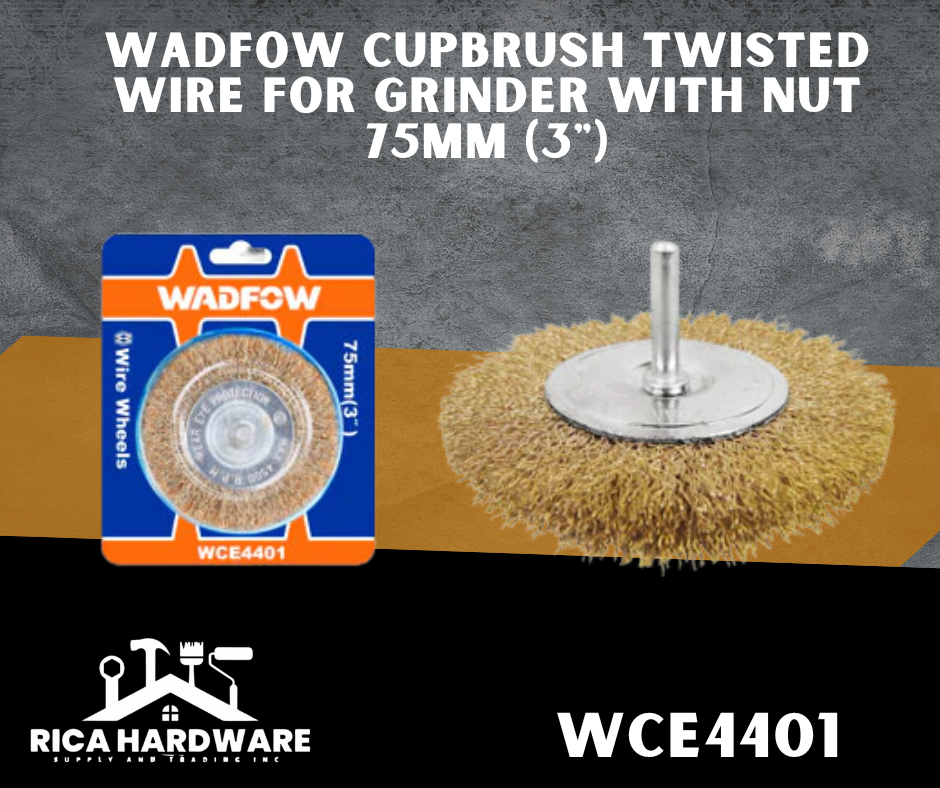 WADFOW CUPBRUSH TWISTED WIRE FOR GRINDER WITH NUT 75MM (3") (WCE4401)
