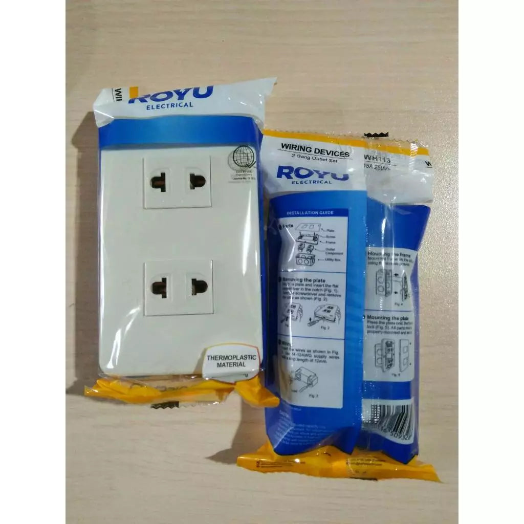 ROYU CLASSIC UINIVERSAL OUTLET SET 2 GANG (WH113)