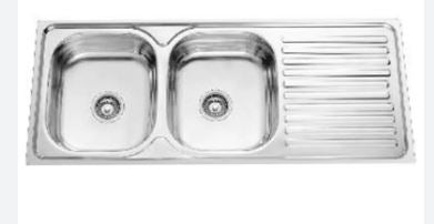 WATERHOUSE DOUBLE BASIN STAINLESS SINK W/DRAINBOARD